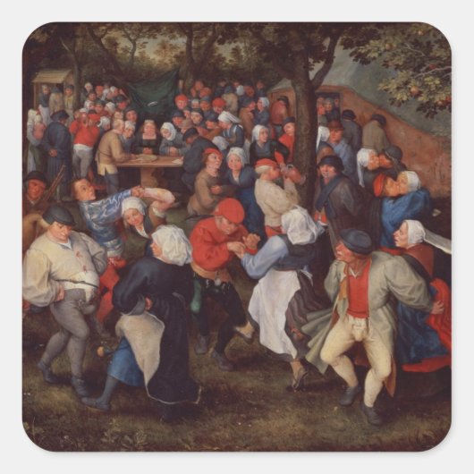 Village Dance (olie op het paneel) Vierkante Sticker (Voorkant)