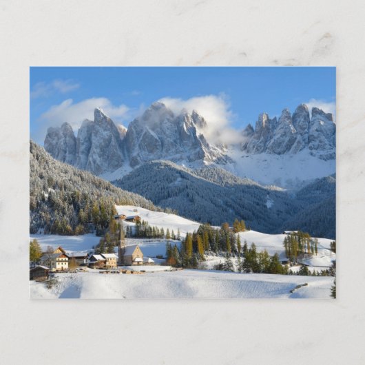 Village de Dolomites en hiver carte postale (Devant)