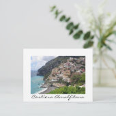 Village de la côte amalfitaine carte postale blanc (Debout devant)