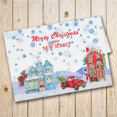 Village de neige de la carte de Noël du New Jersey