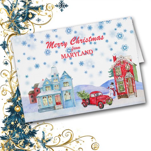 Village de neige du Maryland Carte de Noël