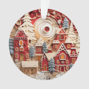 Village de Noël 3d rouge et or