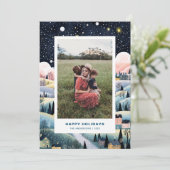 Village de Noël Deux photos Carte de Noël (Debout devant)