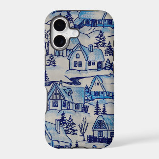 Village de Noël vintage bleu