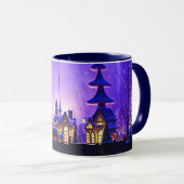 Village de Noël Whimsical Purple Art Mug Cup (Devant droit)