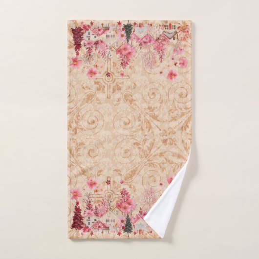 Village de vacances Pink Burgundy Cream (Serviette à main)