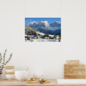 Village des Dolomites en hiver affiche (Cuisine)