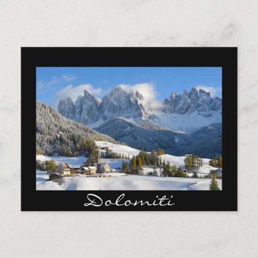 Village des Dolomites en hiver carte postale en te (Devant)
