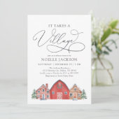 Village d'hiver Baby shower de Noël Invitation (Debout devant)