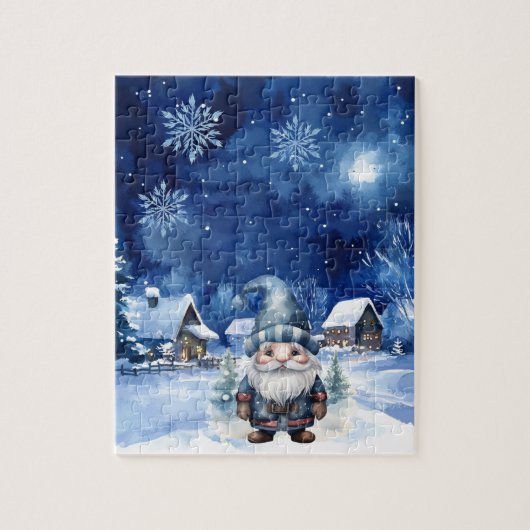 Village d'hiver et Gnome Jigsaw Puzzle (Vertical)