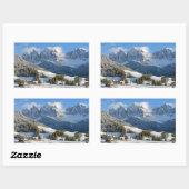 Village Dolomites en hiver autocollant rectangulai (Feuille)