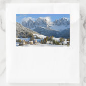 Village Dolomites en hiver autocollant rectangulai (Sac)