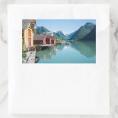 Village du Fjæ et un autocollant du rectangle du f (Sac)