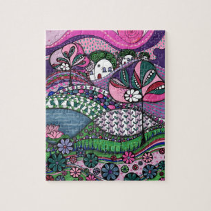 Village féerique fantaisiste Zentangle, Puzzle à p