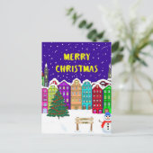 Village Jigzaag Puzzle Briefkaart (Staand voorkant)