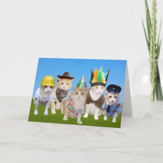 Village Kitties Funny Carte d'anniversaire (Devant)