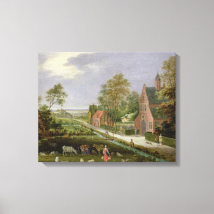 Village Landscape Canvas Afdruk
