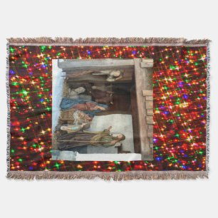 Village Nativity Under Canopy Meerkleurige sterren Deken