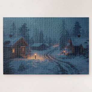 Village nordique d'hiver Puzzle
