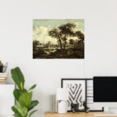 Village près de Pool Meindert Hobbema Poster d'art (Bureau à domicile)