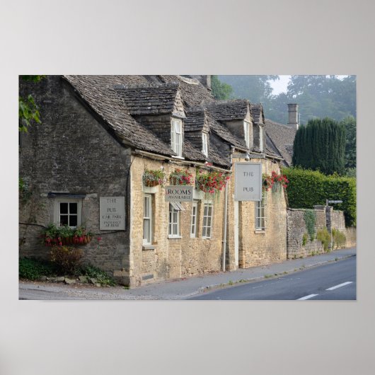 Village pub in the Cotswolds poster print (Voorkant)