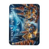 Village Snowy Scene Schilderen Kerstmis Magneet (Verticaal)