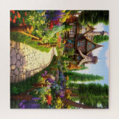 Village spring illustratie legpuzzel (Horizontaal)