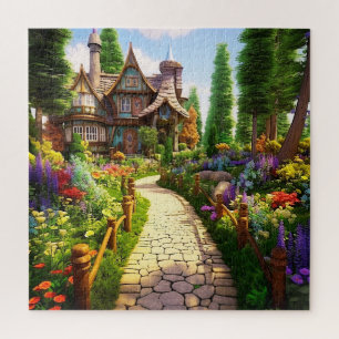 Village spring illustratie legpuzzel