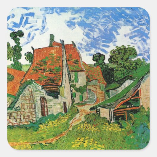Village Street, van Vincent van Gogh Vierkante Sticker (Voorkant)