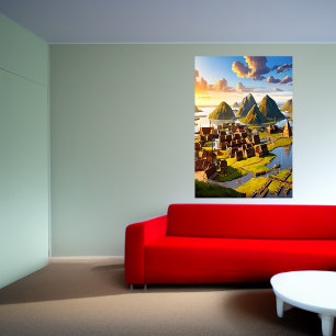 Village viking en bord de mer   AI Art Poster