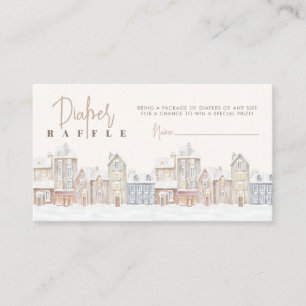 Village Winter Sneeuwluier Raffle Baby shower spel Informatiekaartje