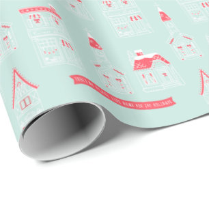 Village Wrapping Paper voor kerstvakantiewoningen Cadeaupapier