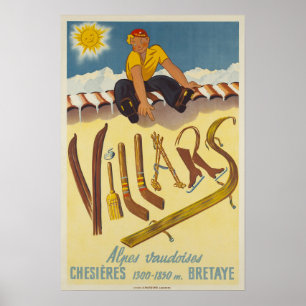 Villars, Zwitserse Alpen, Ski Poster
