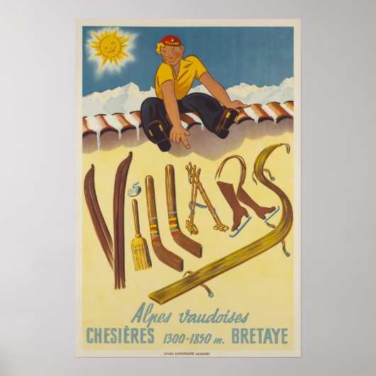 Villars, Zwitserse Alpen, Ski Poster (Voorkant)