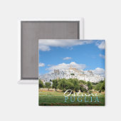 Ville blanche Ostuni, aimant texte des Pouilles (Recto/Verso)