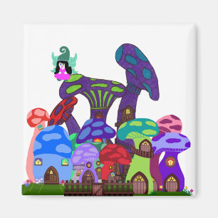 Ville champignon avec magnet de fée