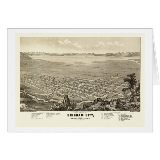 Ville de Brigham, carte panoramique d'UT - 1875 (Devant horizontal)