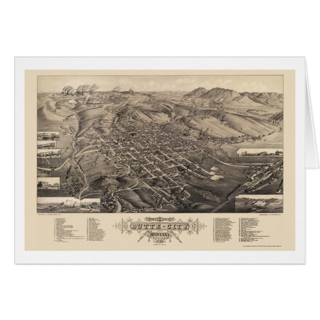 Ville de butte, carte panoramique de la TA - 1884 (Devant horizontal)