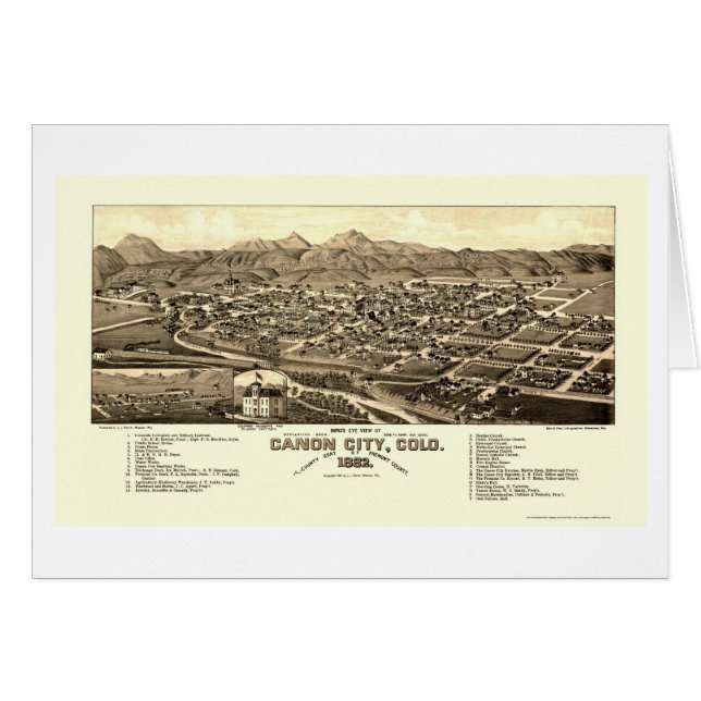 Ville de Canon, carte panoramique de Co - 1882 (Devant horizontal)