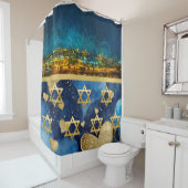 Ville de Jérusalem à Rideau de douche de nuit (En situation)