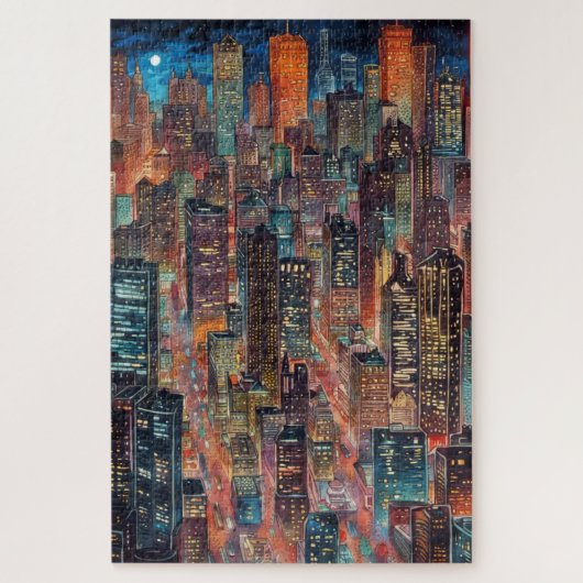 Ville De La Nuit Jigsaw Puzzle Puzzle (Vertical)