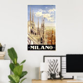 Ville de Milan affiche de voyage italienne 1920 (Bureau à domicile)
