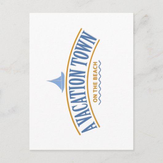 Ville de vacances sur la carte postale de la plage (Devant)