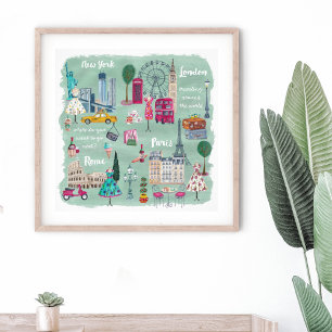 Ville de voyage   Illustration Art   Poster