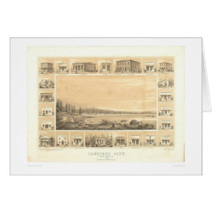 Ville en croissant, carte panoramique 1857 (0465A)
