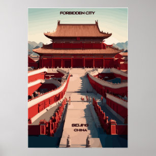 Ville interdite Pékin Chine affiche de voyage Art