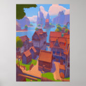 Ville proche de la mer | AI Art Poster (Devant)