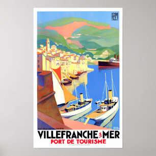 Villefranche France vintage Poster