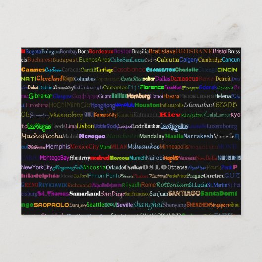 Villes Du Monde Texte Design I Carte Postale (Devant)