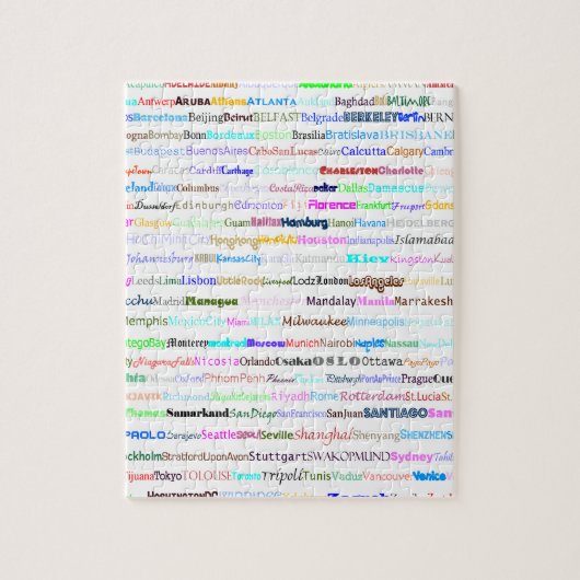 Villes Du Monde Texte Design II Puzzle (Vertical)